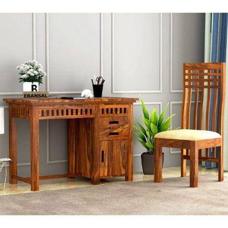 Aspen Solid Wood Study Table in Teak Finish