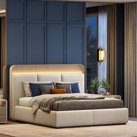 Valeria Upholstered King Bed With Hydraulic Storage
