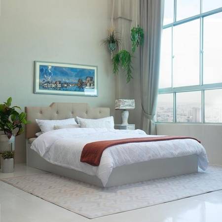 Prajna Engineered Wood Queen Size Bed In White Finish