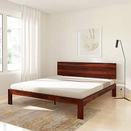 Triplet Solid Wood King Size Non Storage Bed In Honey Oak Finish
