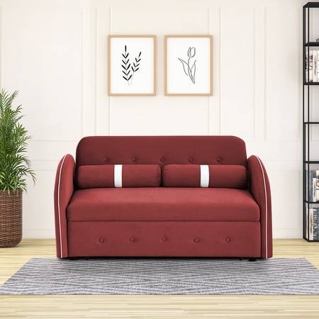 Jayen 2 Pull Out Sofa Cum Bed In Pink Colour