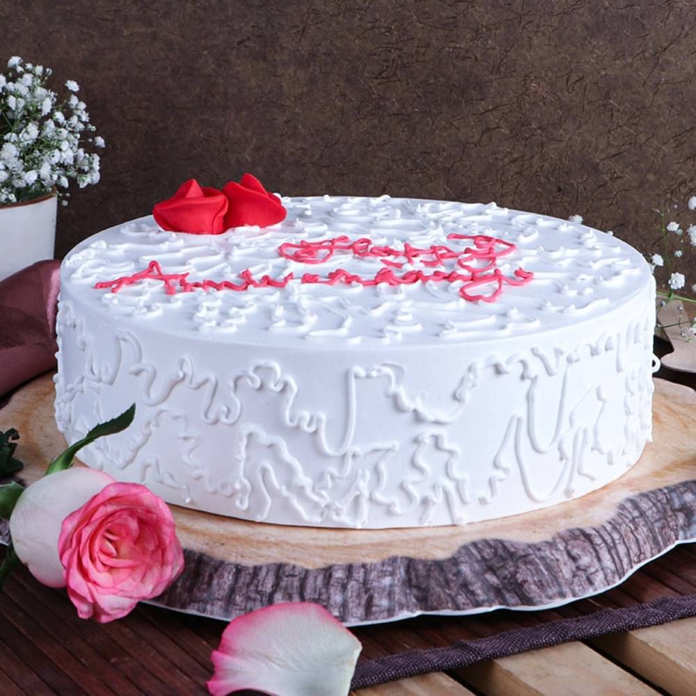 Happy Anniversary Rose Vanilla Cake