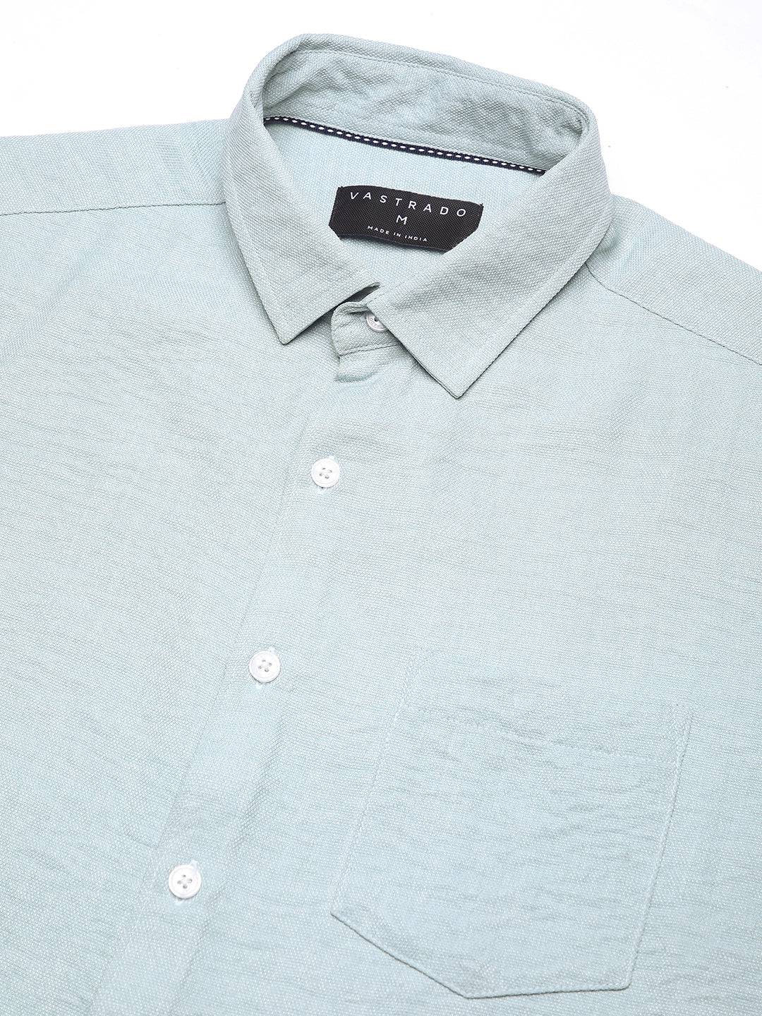 Pewter Blue Minimalist Crinkled Shirt Buy only at ₹659