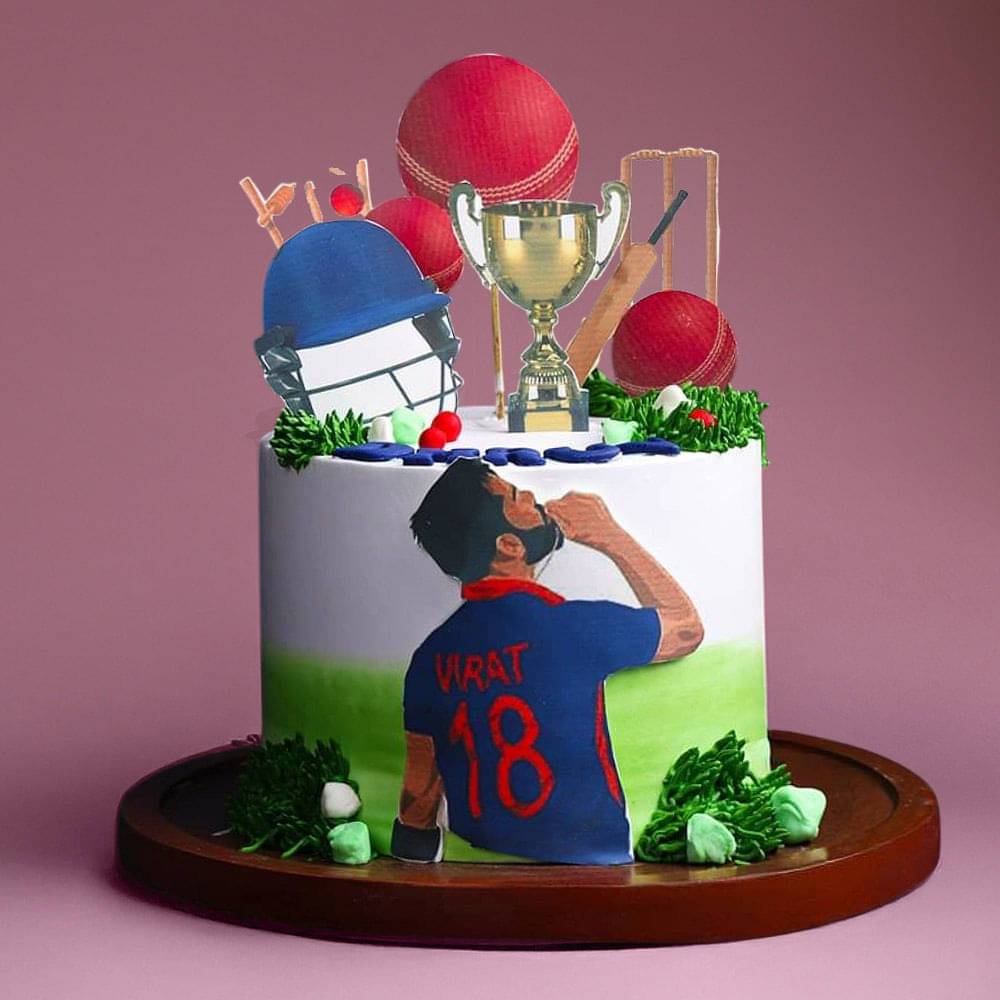 Virat Cricket Theme Cake