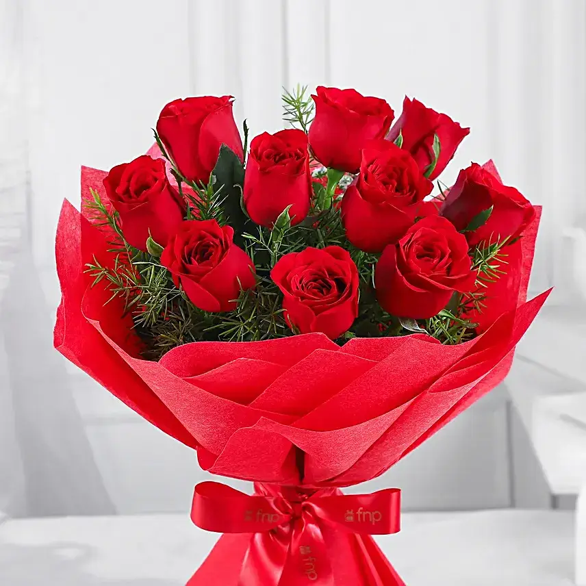 Vivid  10 Red Roses Bouquet