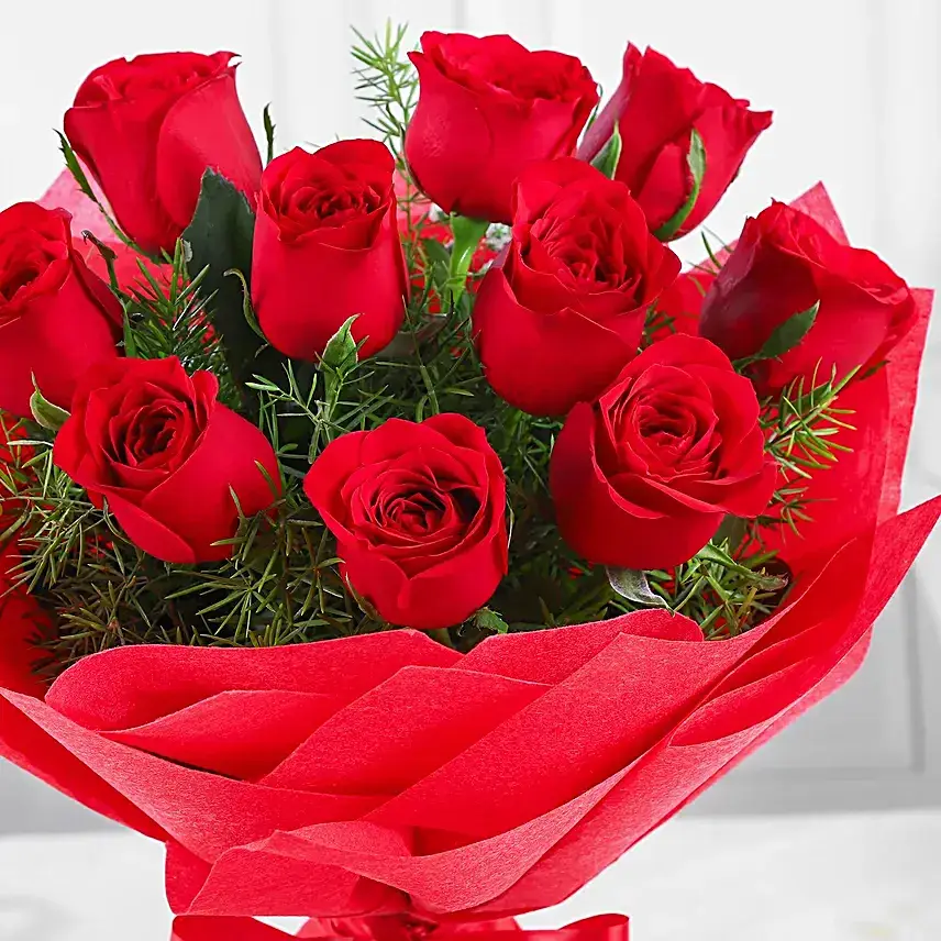 Vivid  10 Red Roses Bouquet