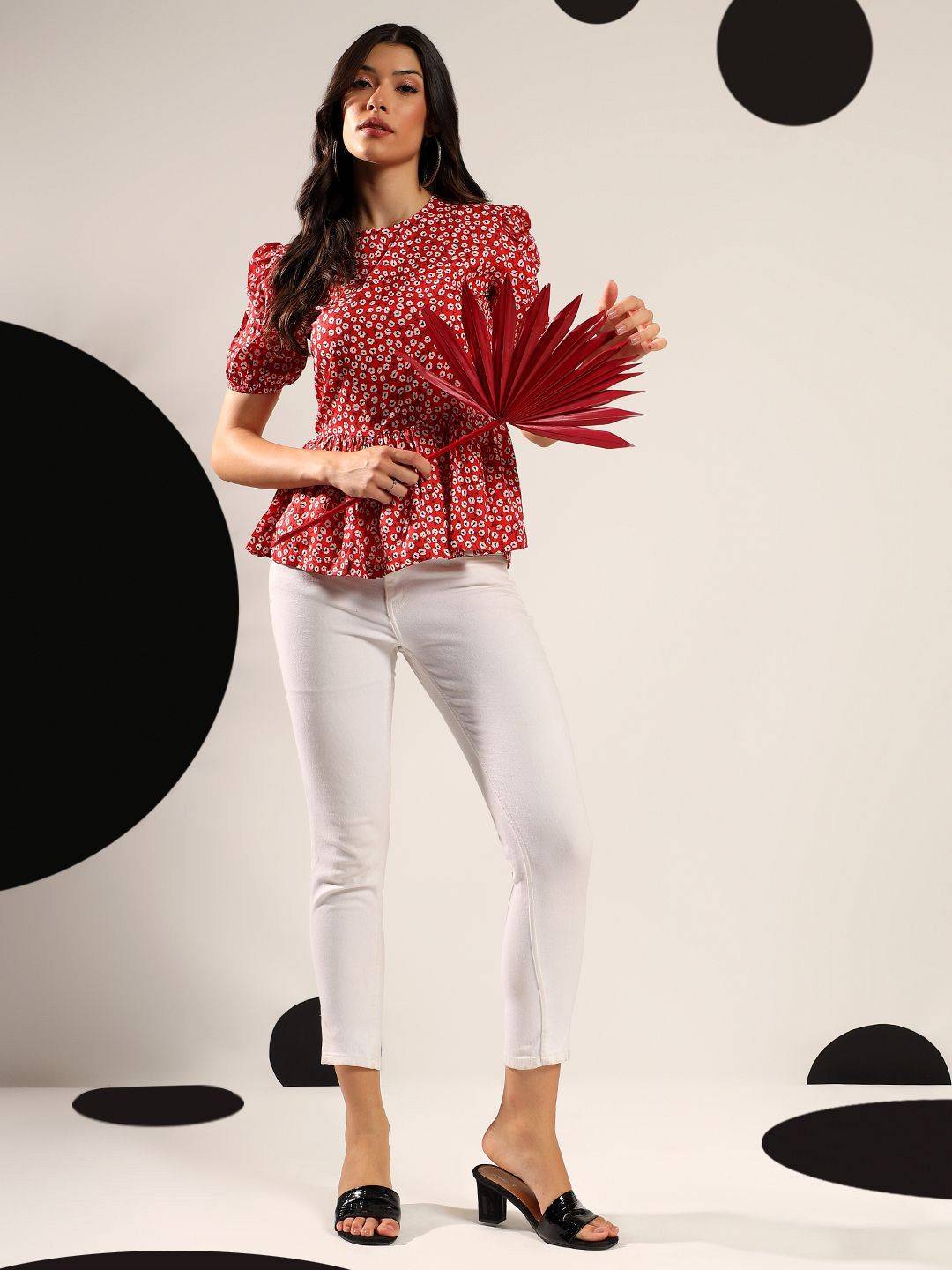 Kotty Women Floral Print Puff Sleeve Top