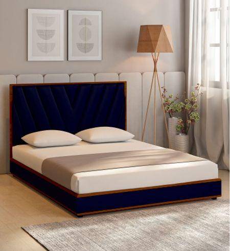 Vincent Engineered Wood Queen Size Non Storage Bed In Honey Oak Finish