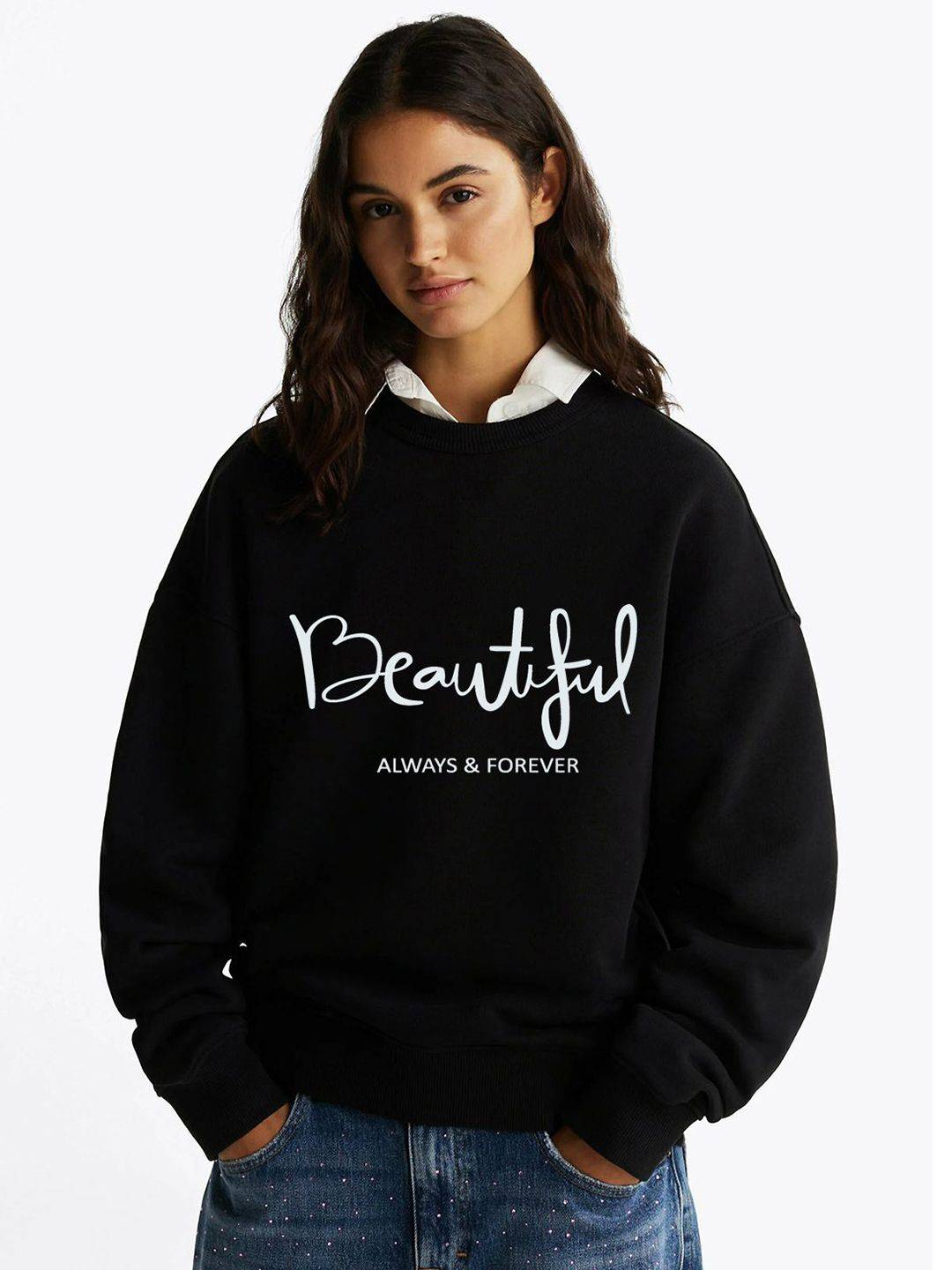 Kotty Women Printed Round Neck Sweatshirt