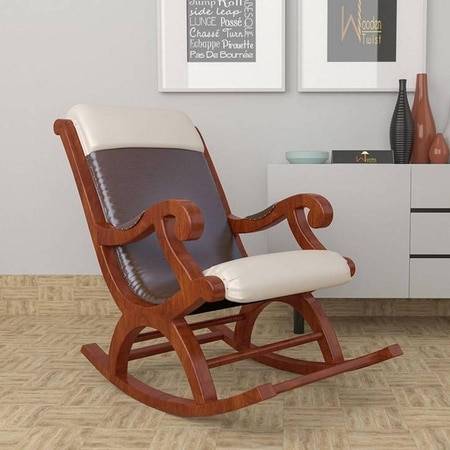 Chelise Solid Wood Rocking Chair in Grey Colour