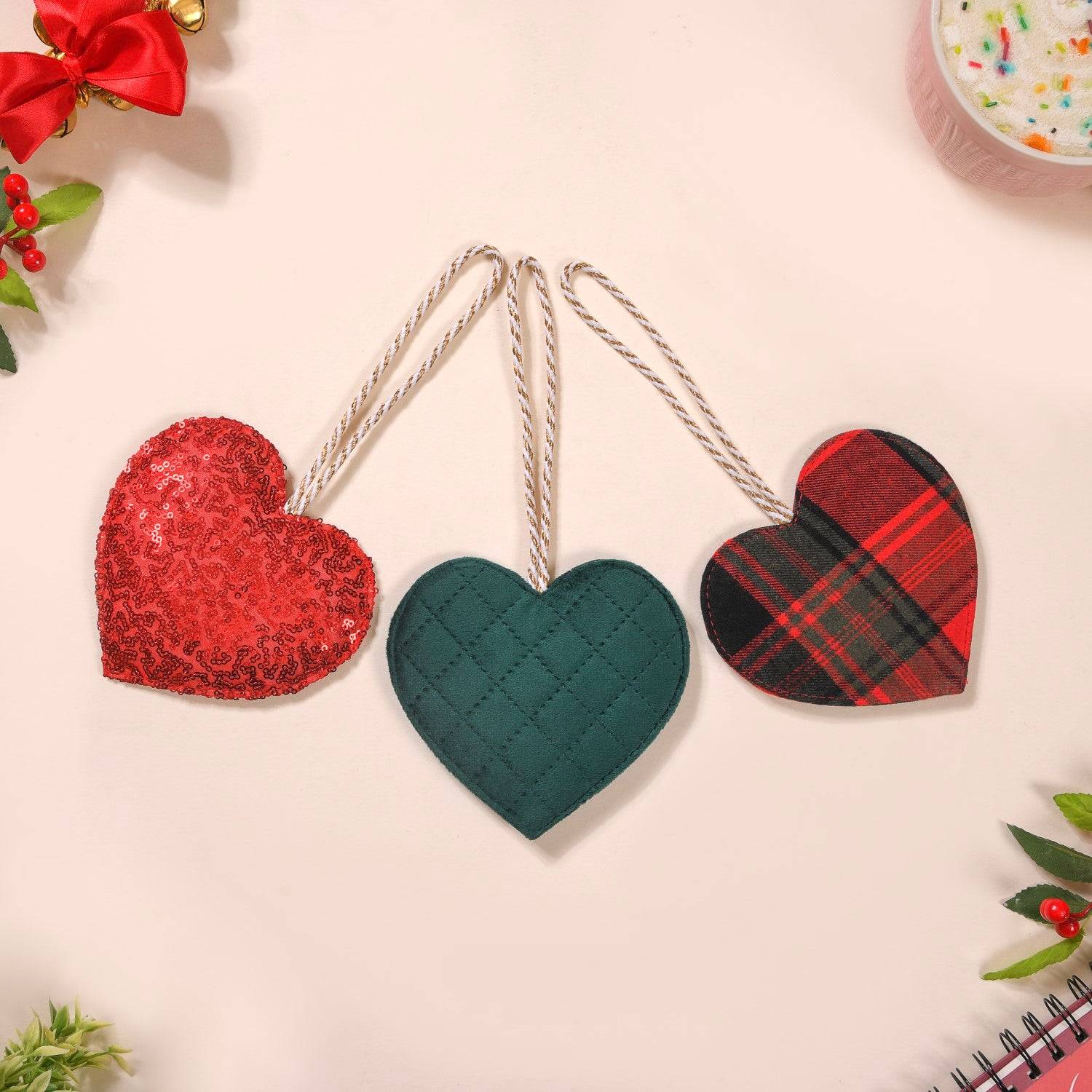 Hearts Wall Hanging Ornaments Set of 3