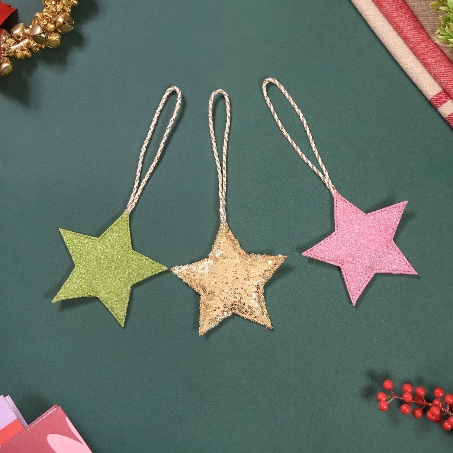 Sparkling Star Wall Hangings Ornaments Set of 3