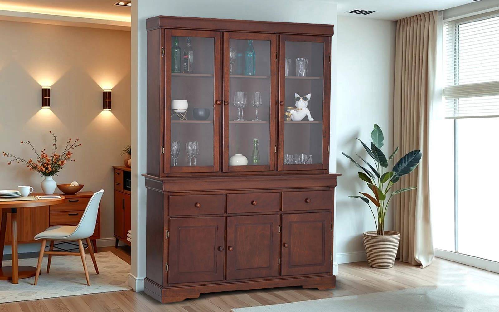 Royaloak Texas American Wooden Crockery Unit 3 Door