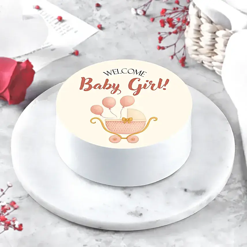 Welcome Baby Girl Eggless Chocolate Bento Cake