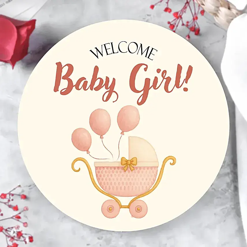 Welcome Baby Girl Eggless Chocolate Bento Cake