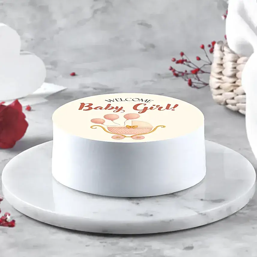 Welcome Baby Girl Eggless Chocolate Bento Cake