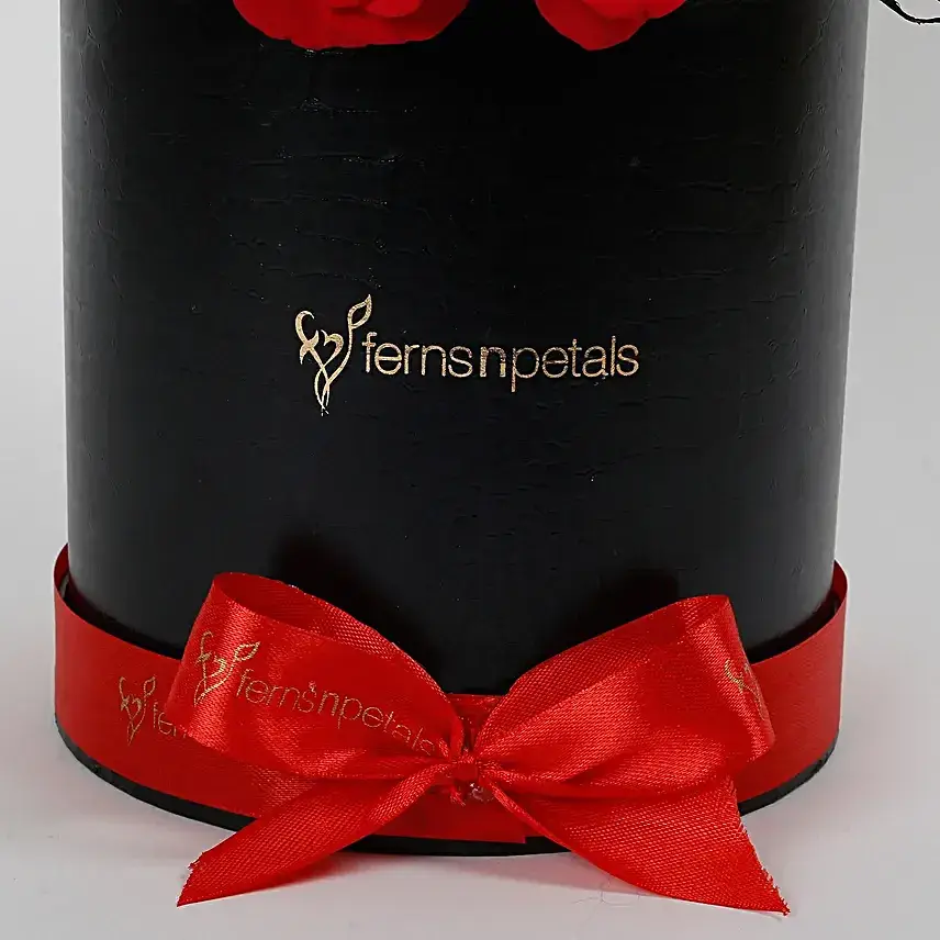 White & Red Roses Box Arrangement