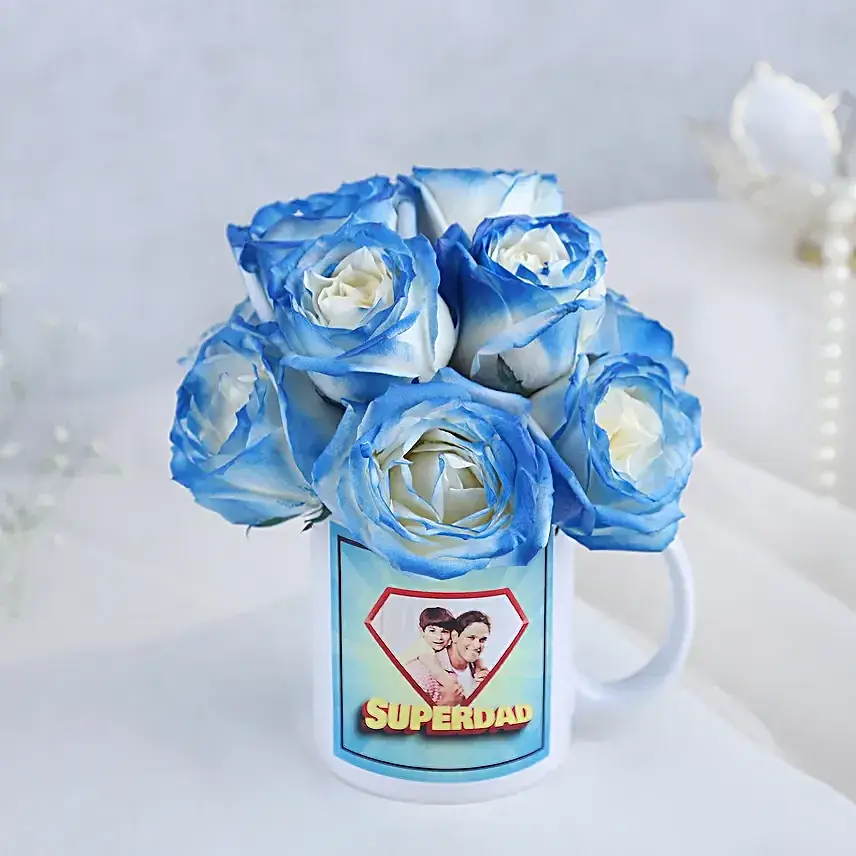 White Sprayed Roses In Personalised Mug
