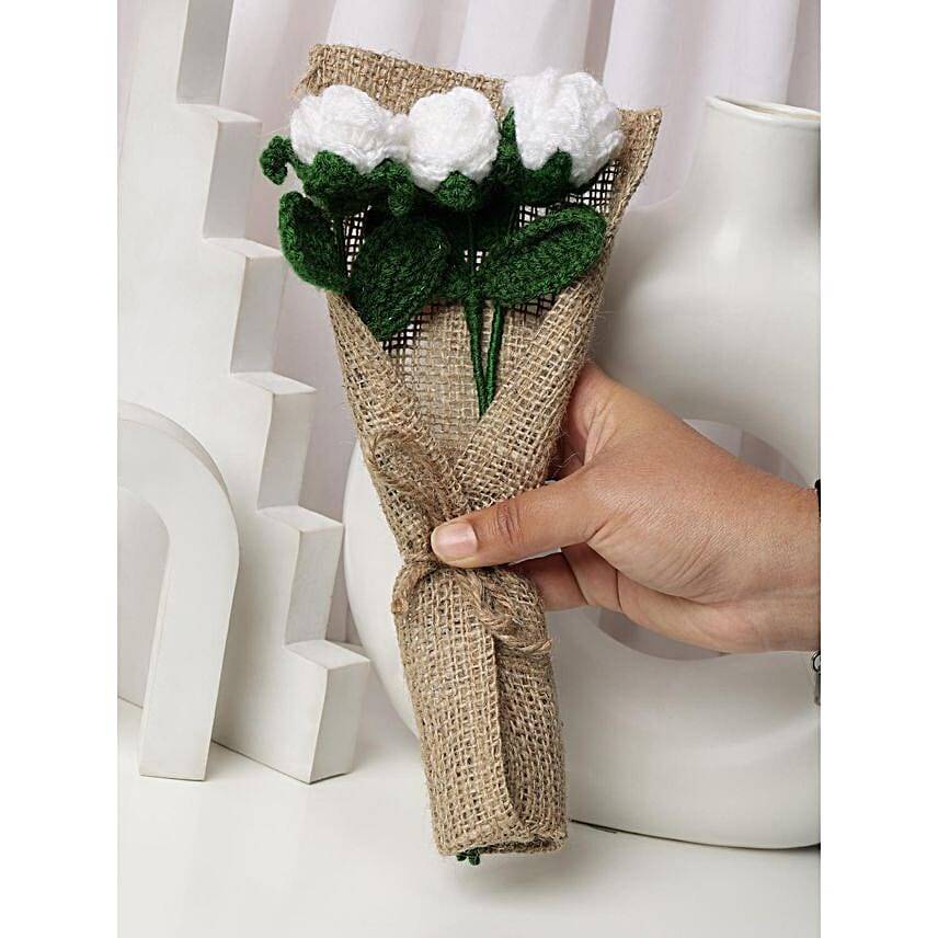 White Whispers Crochet Rose Charm