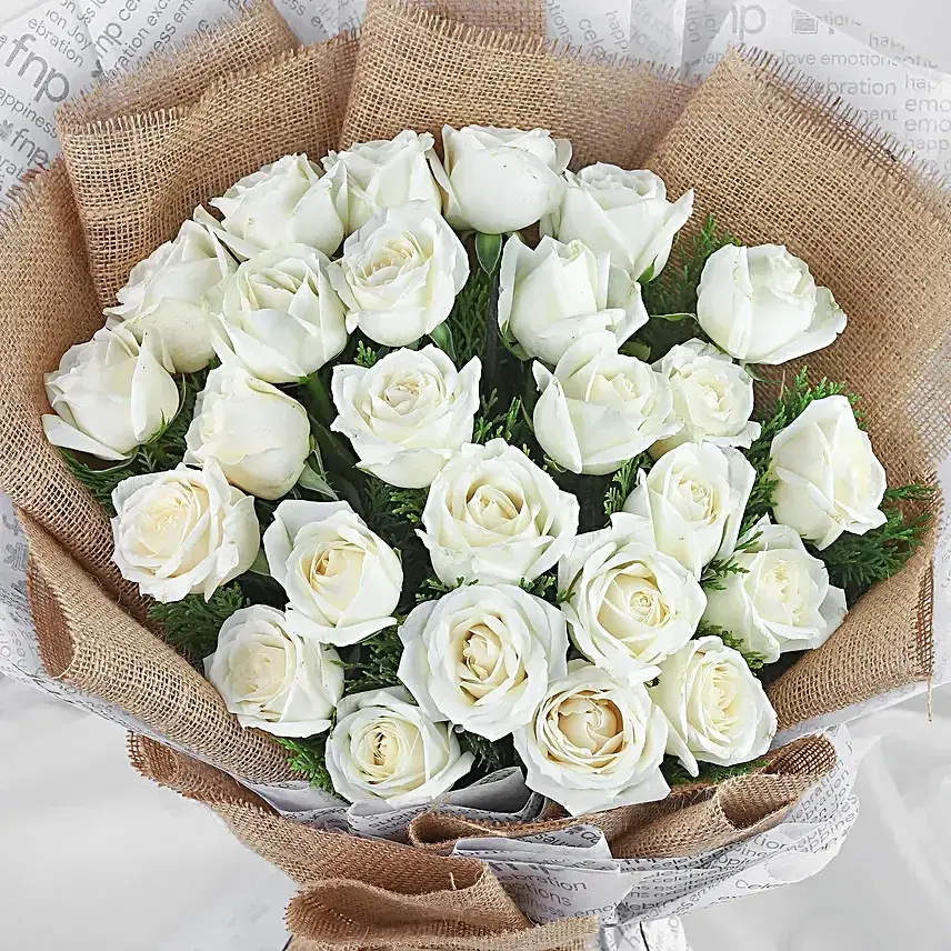 White Winter Roses Bouquet