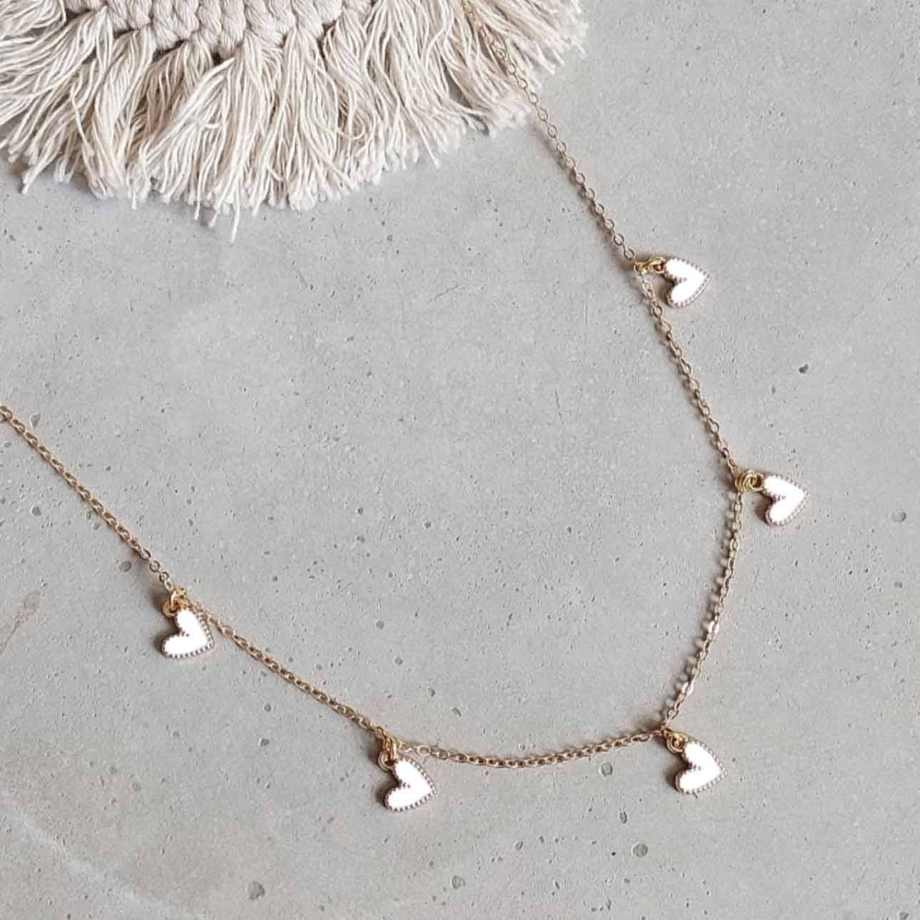 Five White Heart Necklace buy only at ₹99