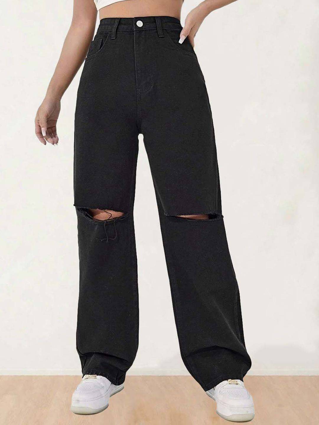 Kotty Women Relaxed Fit High-Rise Slash Knee Stretchable Jeans