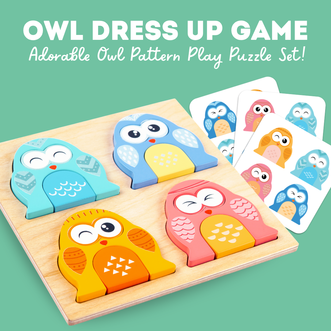 Cots and Cuddles Wooden Owl Face-Changing Puzzle with Match Cards Buy @ ₹699