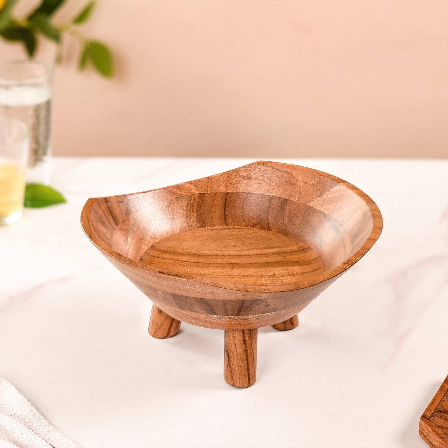 Acacia Wood Salad Bowl With Legs 1500ml