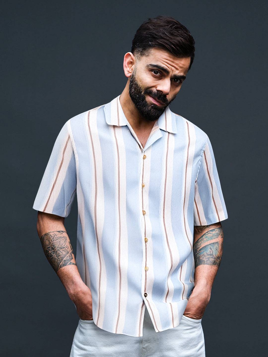 Striped Micro Cord Texture Shirt | Light Blue