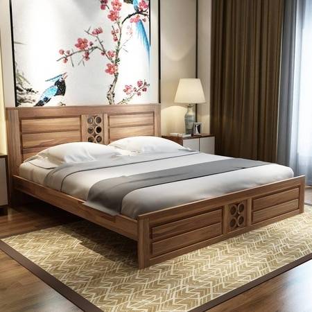 Dyla Sheesham Wood King Size Non Storage Bed In Teak Finish