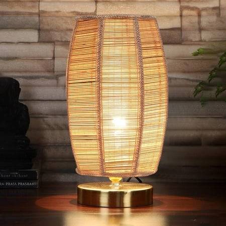Toby Dholak Bamboo table lamp with Gold Wood Base
