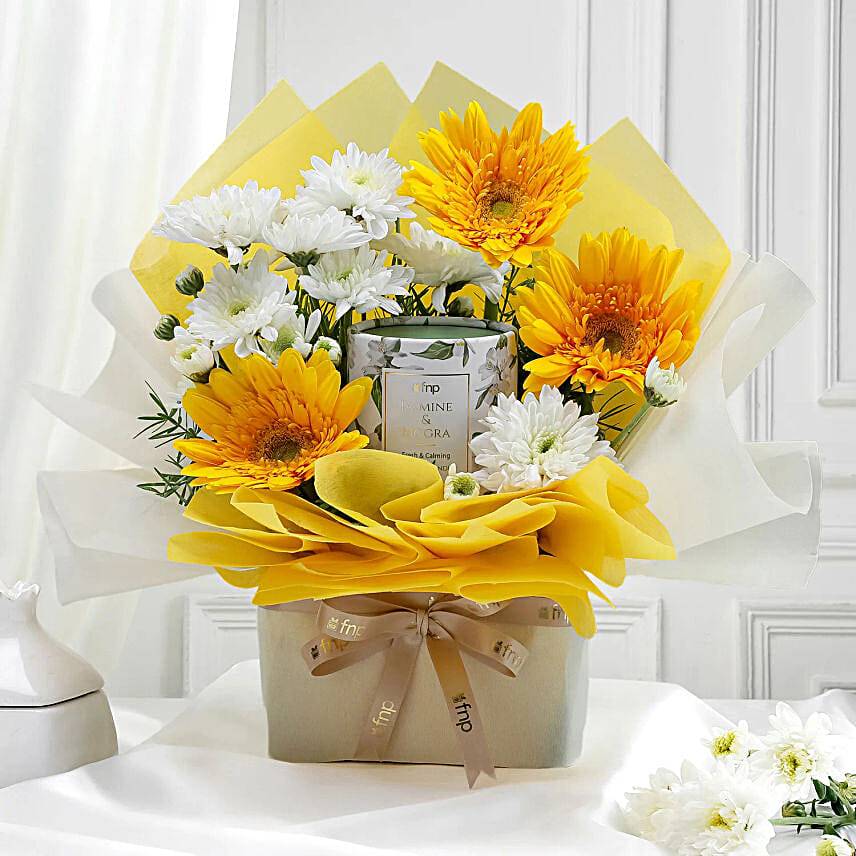 Yellow N White Flower Bouquet