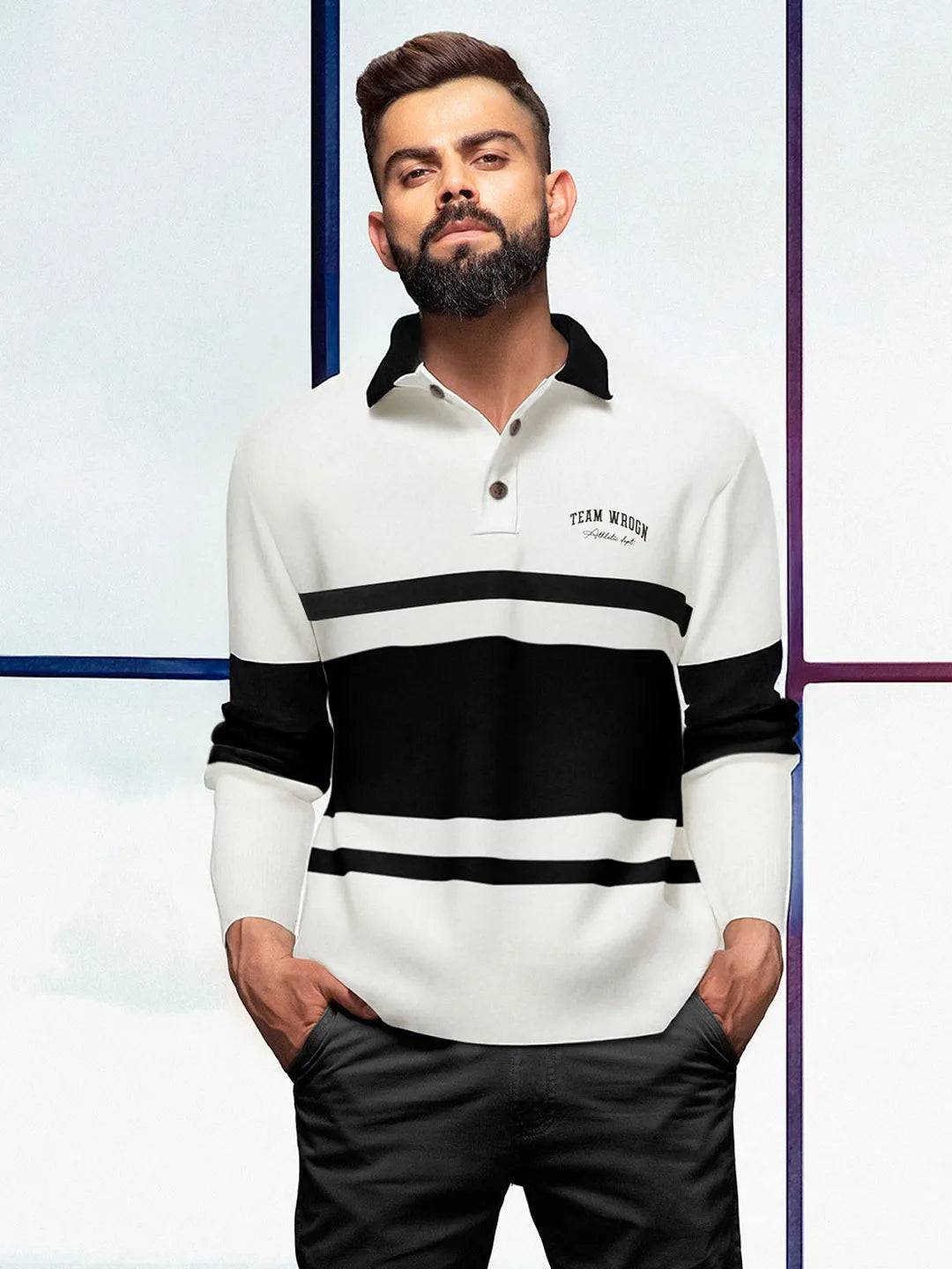 Colour Blocked Varsity Polo T-Shirt | Off White