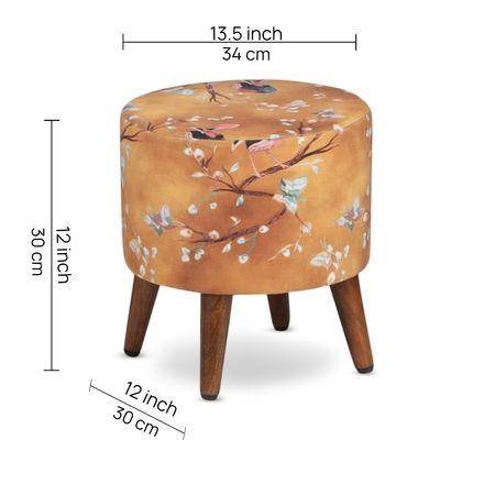 Owen Solid Wood  Ottomon in  Gold Colour