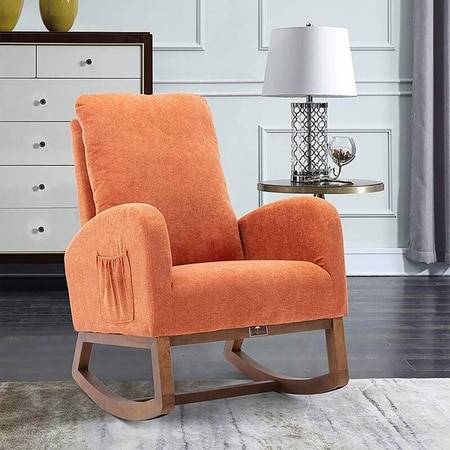 Garey Solid Wood Rocking Chair in Light Grey Colour