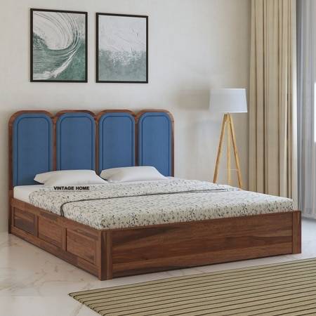 Aaram Wooden Queen Size Bed With Box Storage in Provincial Teak Finish