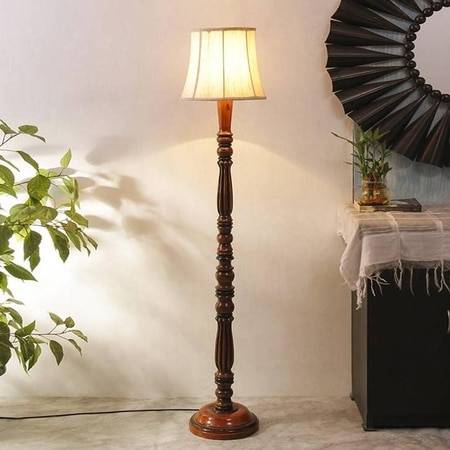 Capucine Brown Cotton Shade Floor Lamp