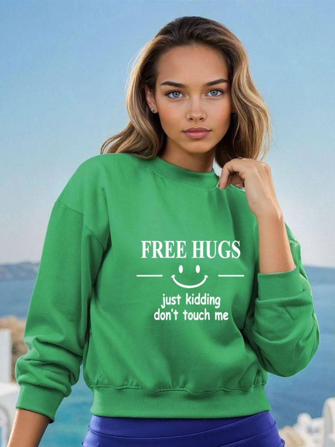 Kotty Women Typography Printed Round Neck Full Sleeve Sweatshirt