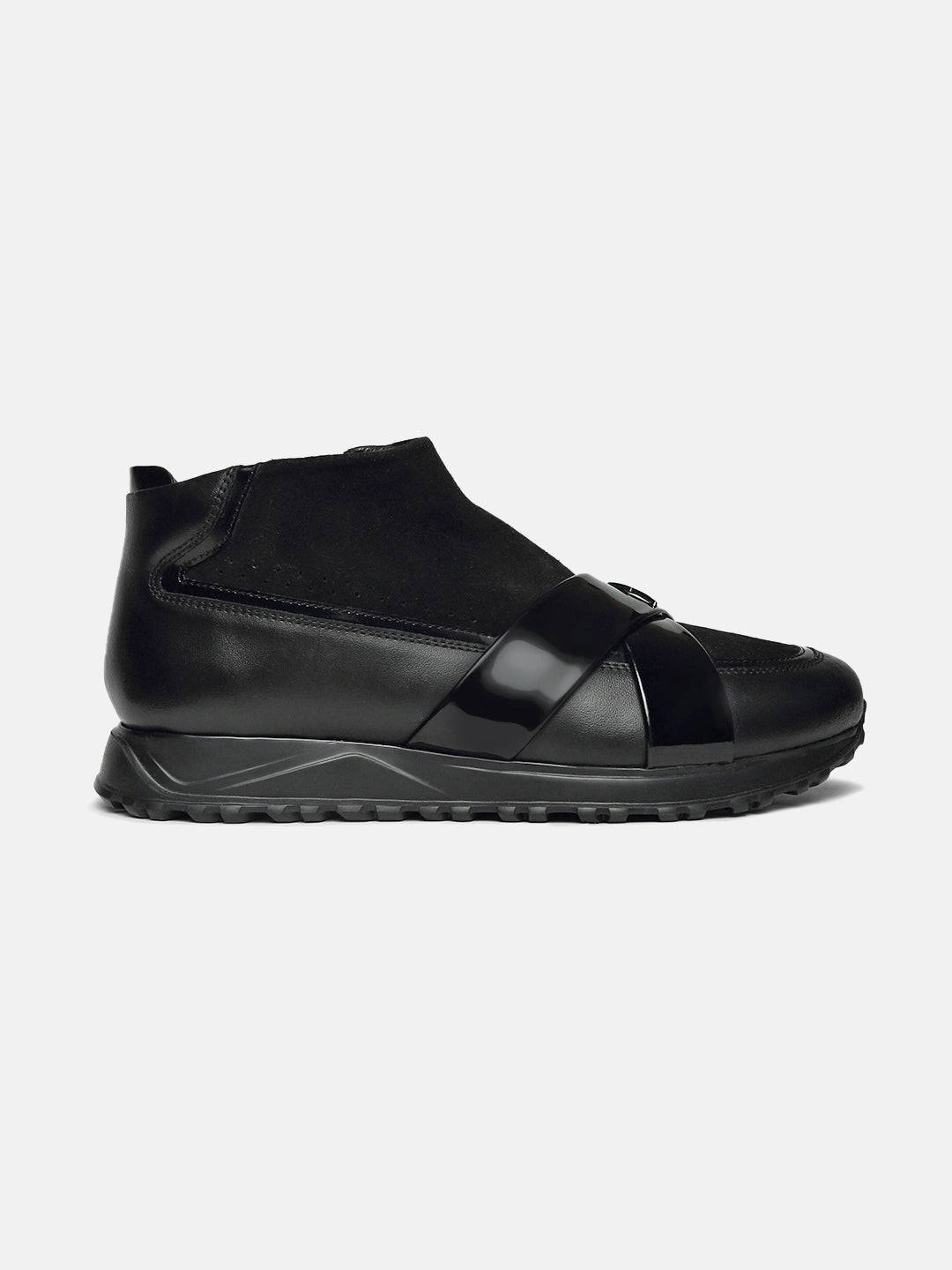 Mid-Top Glossy Premium Sneakers - Black