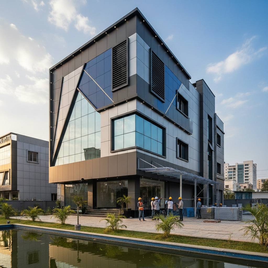 ACP sheet & HPL sheet & polycarbonate sheet work & ACP cladding work & Shera board