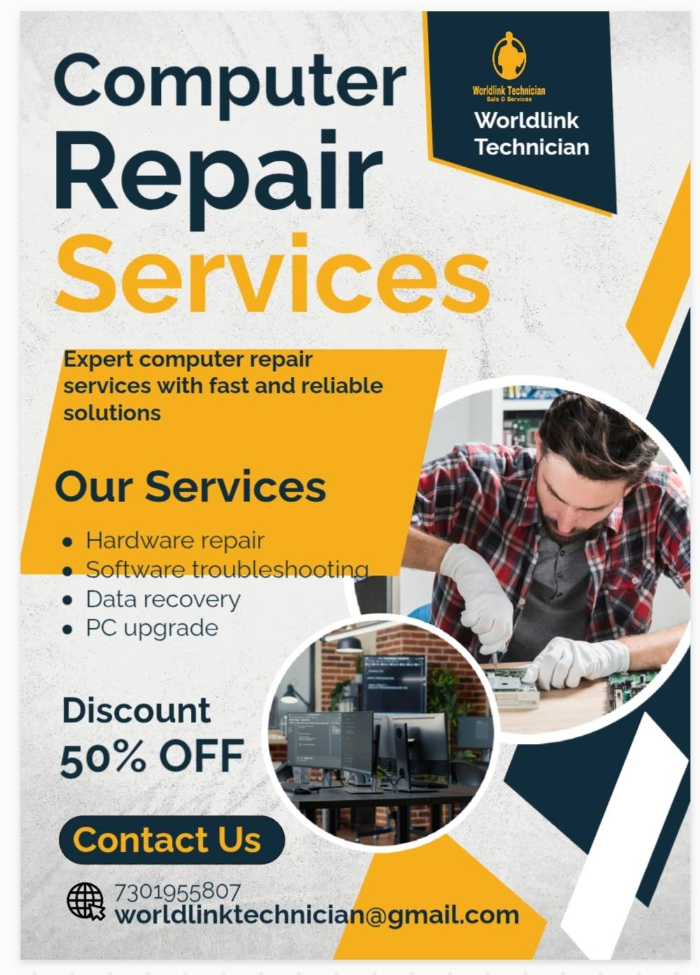 Worldlink Technician - HP | Dell | Lenovo | Acer Laptop Repair Service Center Noida Delhi NCR