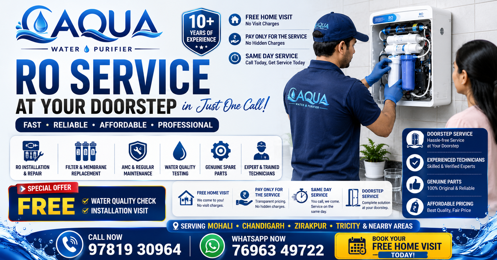 Aqua Water Purifier | RO services in Mohali, Chandigarh, Zirapkur, Kharar, Panchkula