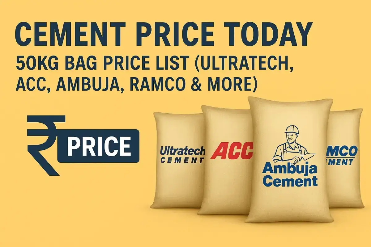 Cement Price Today – Ultratech, ACC, Ambuja, Dalmia, Ramco, JK Super & More (50kg Bag Price List)