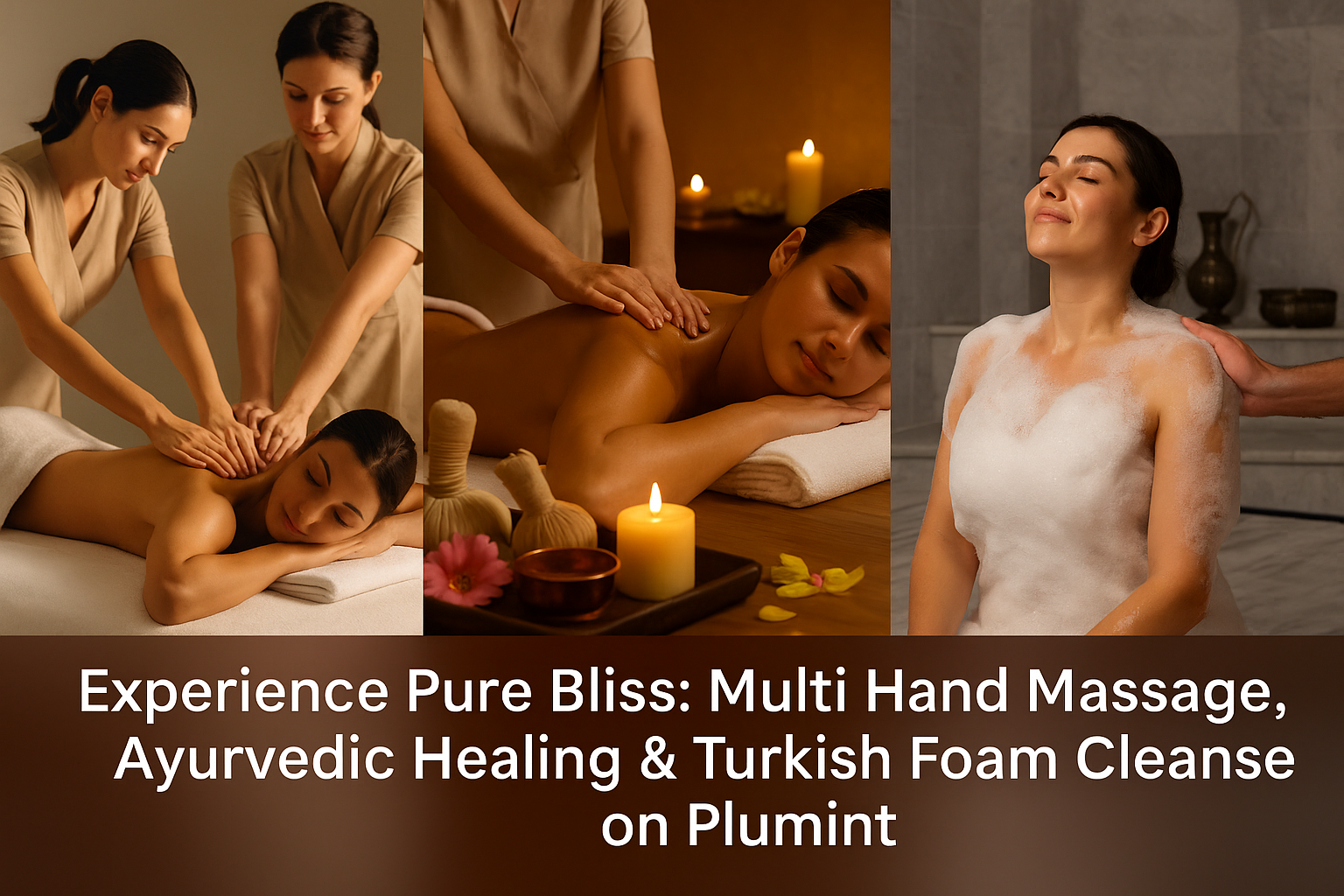 Experience Pure Bliss: Multi Hand Massage, Ayurvedic Healing & Turkish Foam Cleanse on Plumint